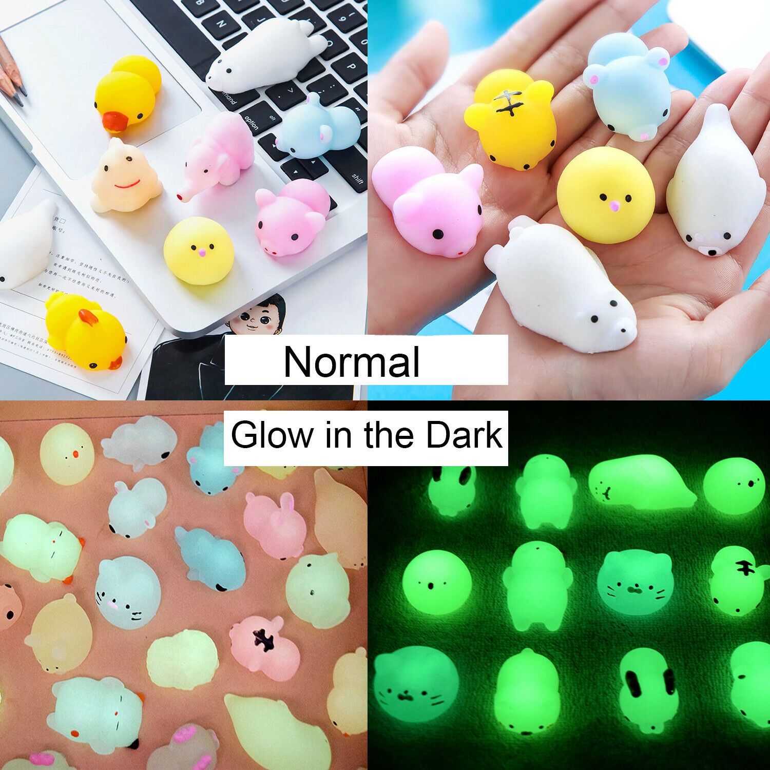 25~50 Squishy Lot Normal / Glow-in-the-darkf Rising Fidget Cute Animal Hand Toy
